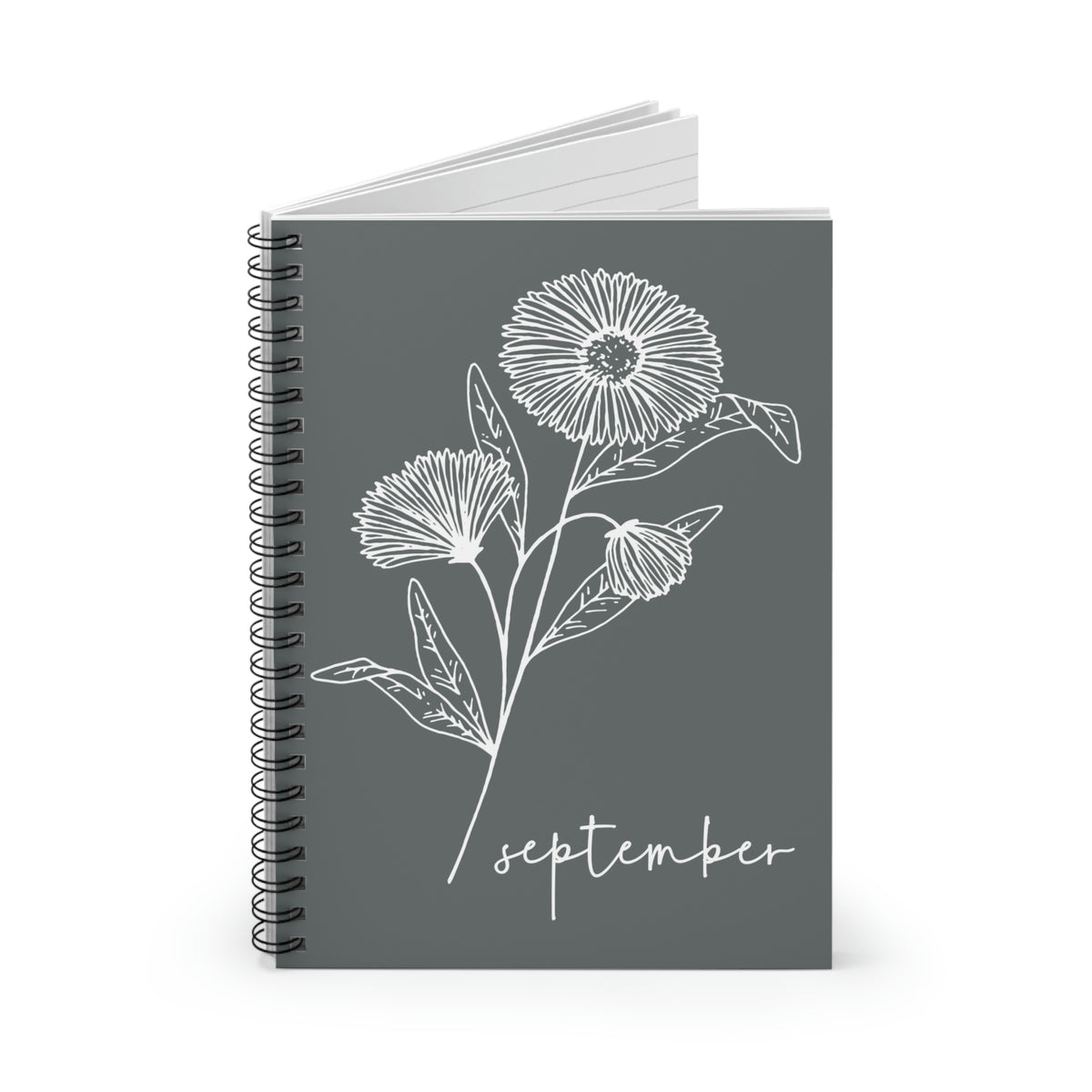 September Notebook Design Birth Flower Spiral Notebook September – Keenie Designs