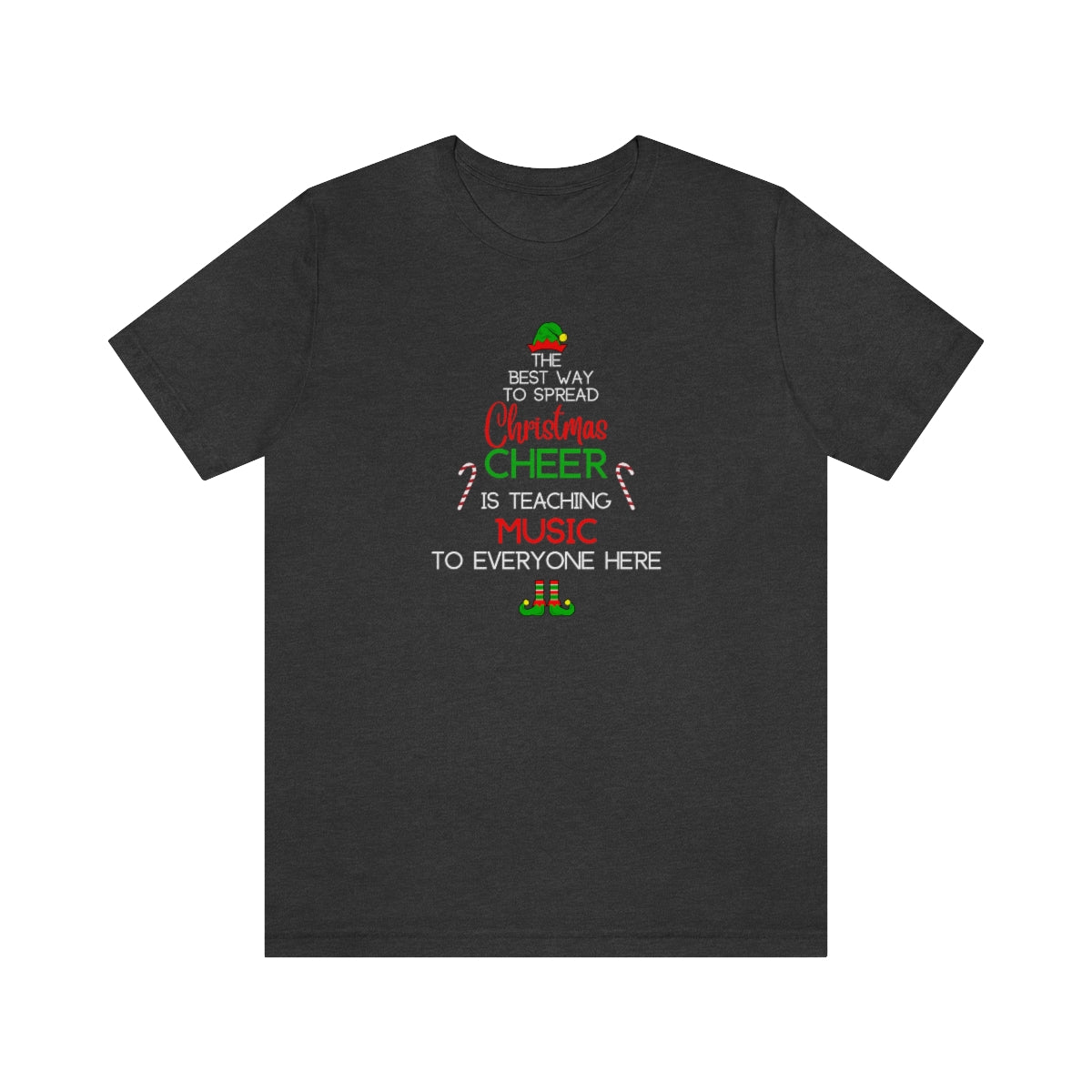 Spread Christmas Cheer Teacher TShirt for MUSIC TEACHERS; Unisex Jersey Short Sleeve Tee